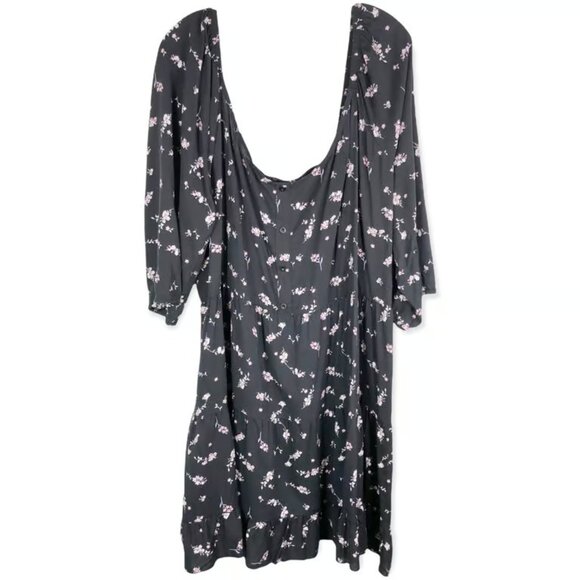 Rue21 Plus Sz 4X Dress Floral Black Off Shoulder Knee Length A Line Smocked - Picture 1 of 3
